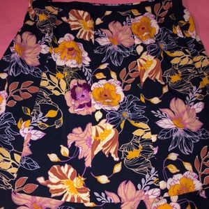 NWT Lulus Navy Blue Floral Ruffled Midi Skirt